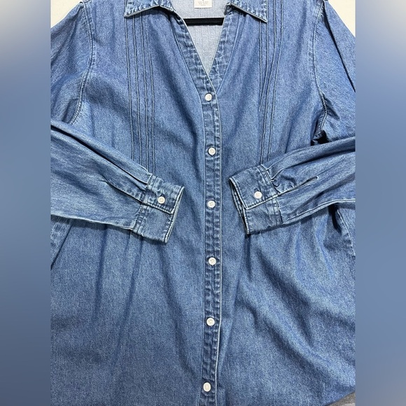 Main Street Blues denim button down tunic shirt women’s size L - Picture 10 of 14
